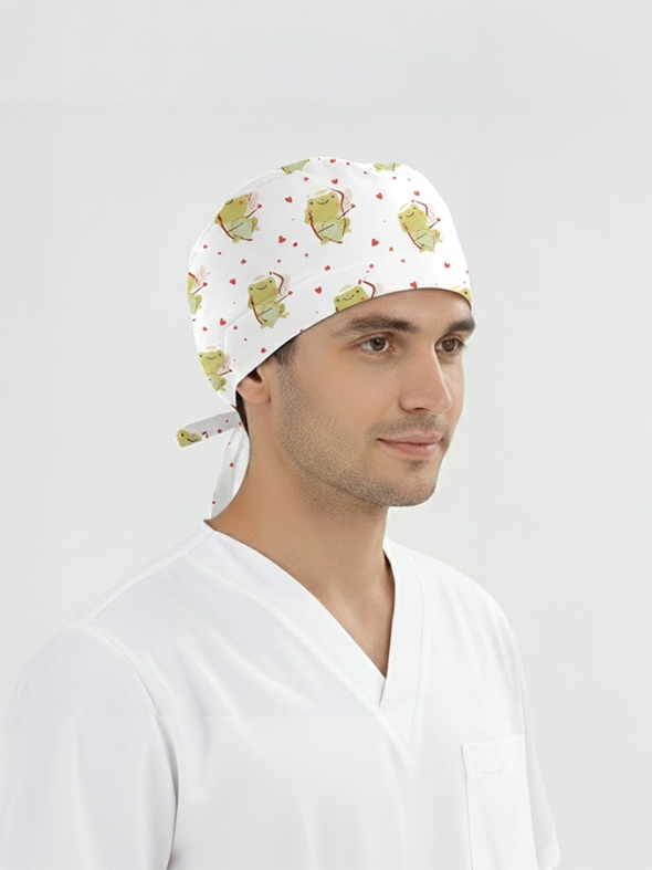 Aşk Kurbağası Desenli Bone (Cotton Likra Kumaş)