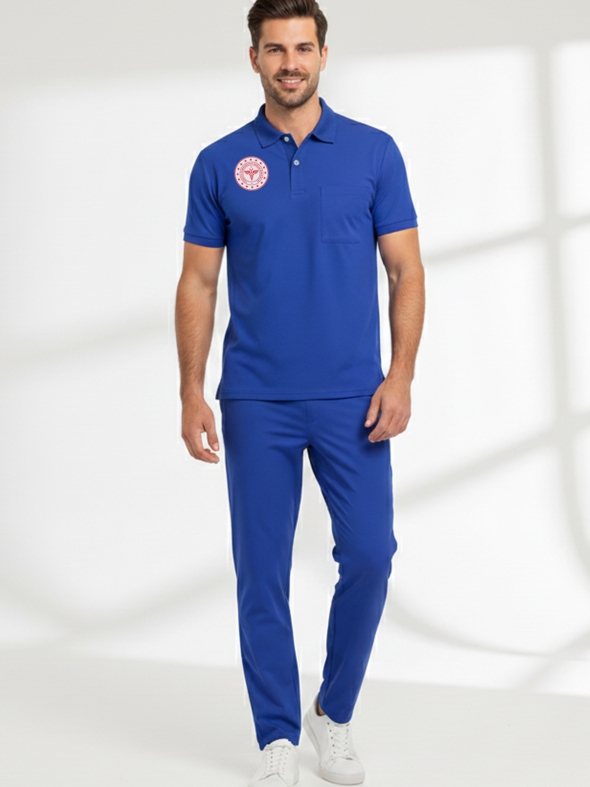 Temizlik Personeli Forması Alt Üst Scrubs Takım (Sağlık Bakanlığı 2025 Standartlarıyla Uyumlu)-Dazzling Blue