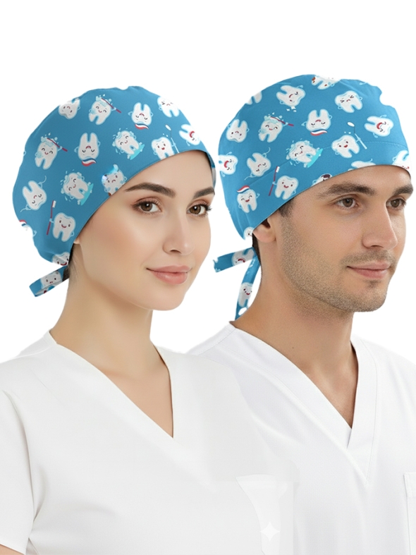 Fırçalı Dişler Desenli Bone (Cotton Likra Kumaş)