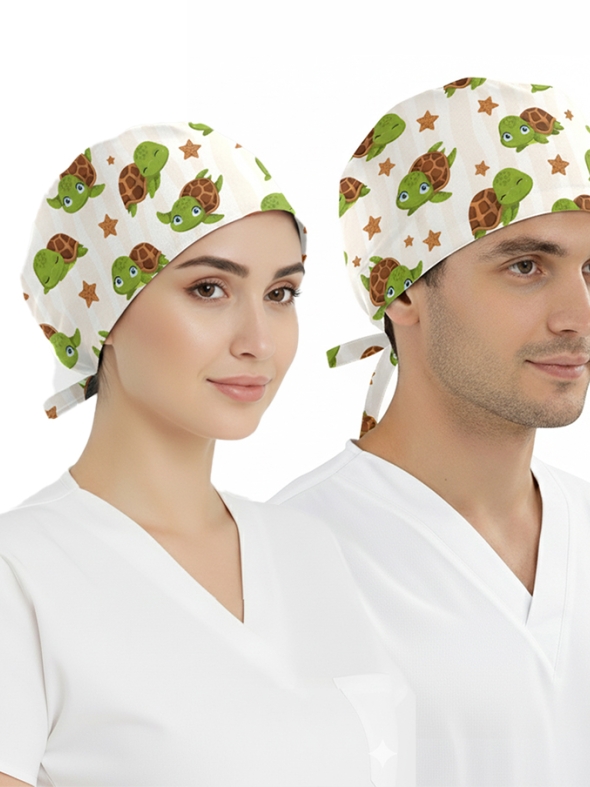 Kaplumbağa Rüyası Desenli Bone (Cotton Likra Kumaş)