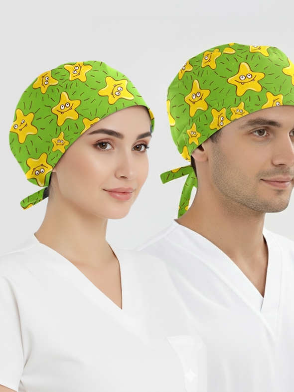 Neşeli Yıldızlar Desenli Bone (Cotton Likra Kumaş)