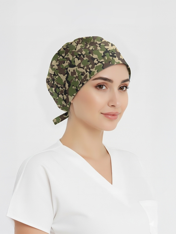 Orman Kamuflajı Desenli Bone (Cotton Likra Kumaş)