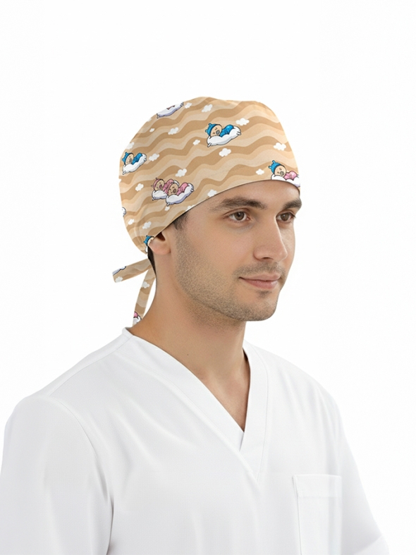 Uykucu Minikler Desenli Bone (Cotton Likra Kumaş)