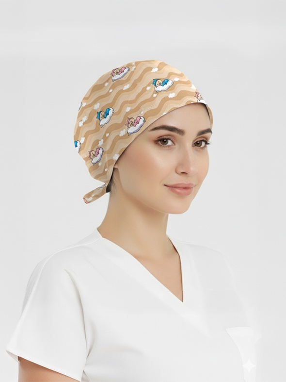 Uykucu Minikler Desenli Bone (Cotton Likra Kumaş)