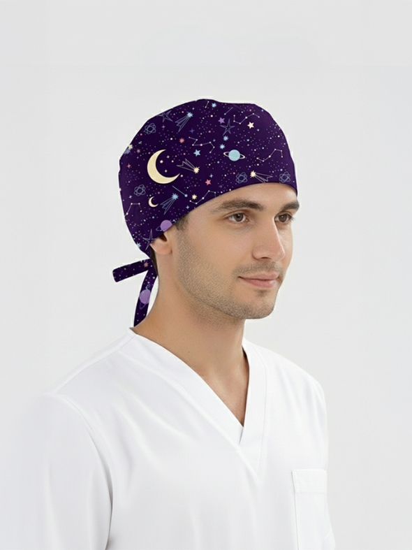 Yıldız Yağmuru Desenli Bone (Cotton Likra Kumaş)