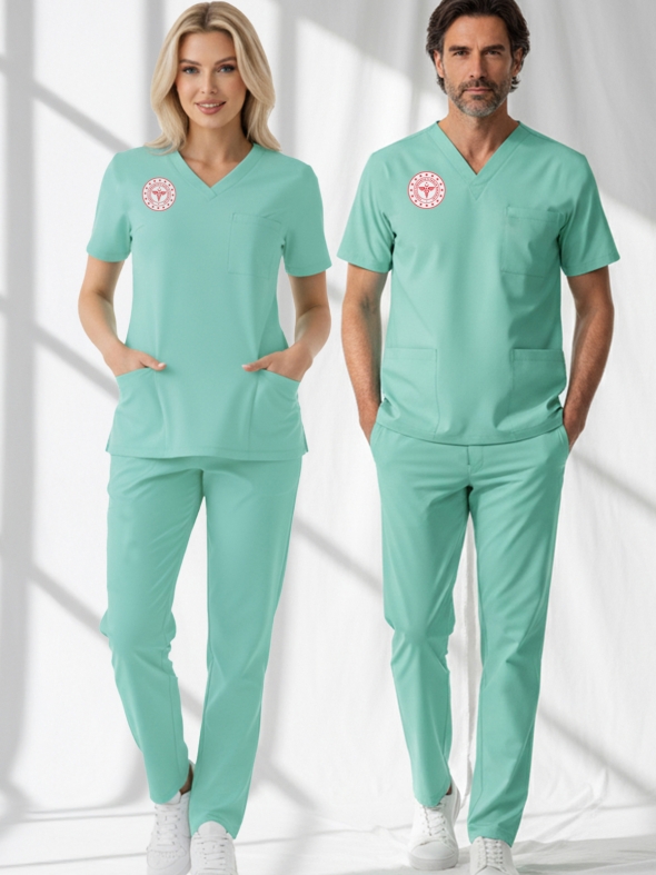 Aile Sağlığı Forması Scrubs Likralı Takım Sağlık Bakanlığı Uyumlu-Bermuda