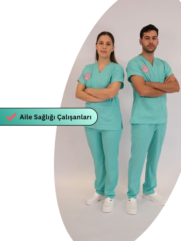 Aile Sağlığı Forması Scrubs Likralı Takım Sağlık Bakanlığı Uyumlu-Bermuda