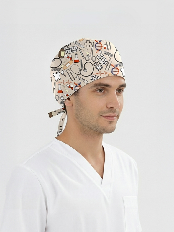 Şifa Evreni Desenli Bone (Cotton Likra Kumaş)