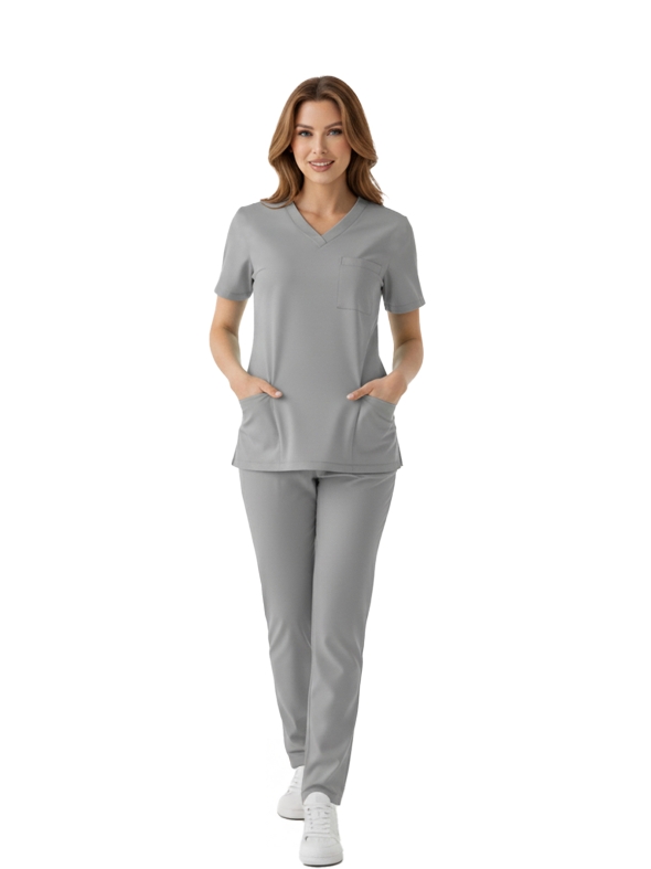 Медицинский костюм Neutral Gray Dr. Greys из люксовой стрейч-ткани