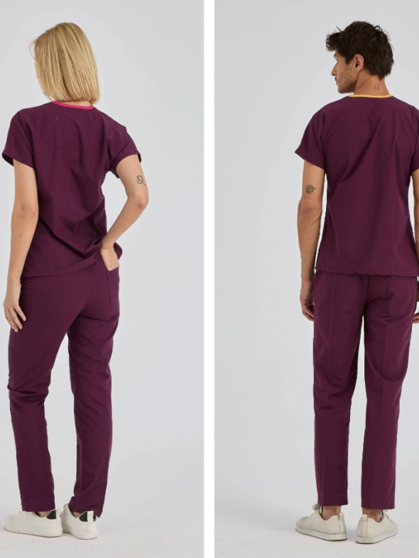 Pflaume Dr. Greys Medizinischer Scrubs Set für Ärzte und Pflege Polyester-Baumwoll-Mischgewebe