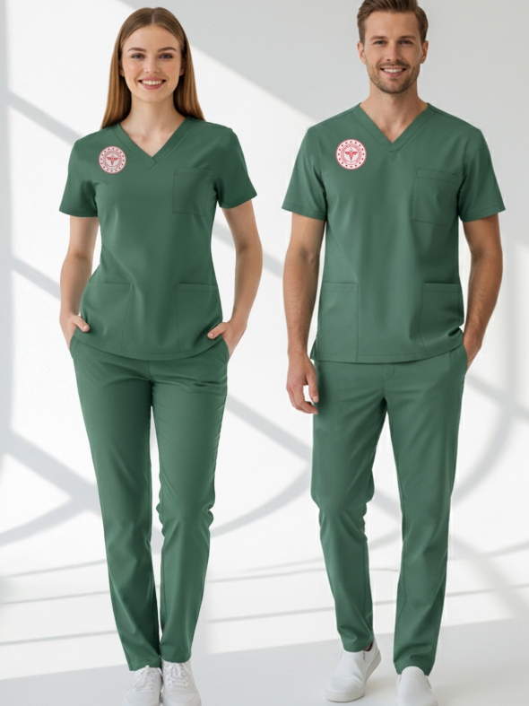 Ameliyathane Forması Scrubs Likralı Takım Sağlık Bakanlığı Uyumlu-Frosty Spruce