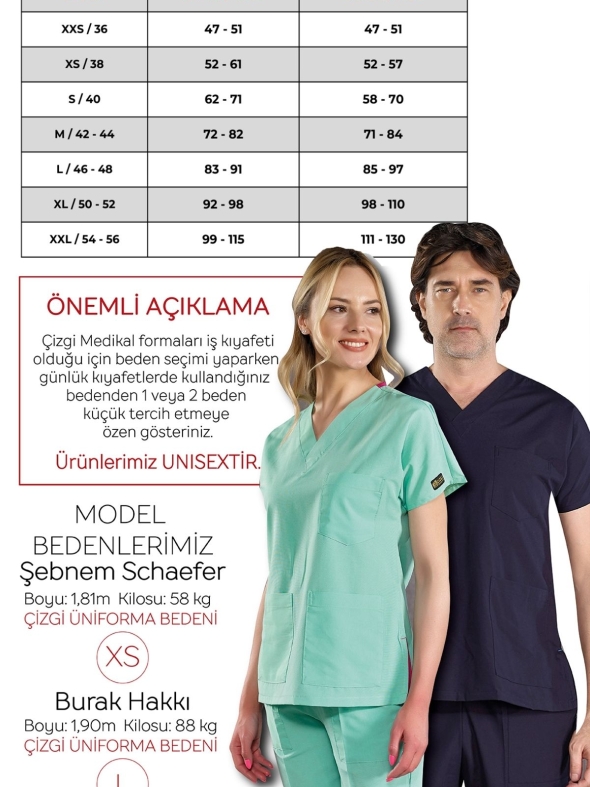 Mürdüm Dr. Greys Doktor Hemşire Medikal Scrubs Takım Terikoton Kumaş