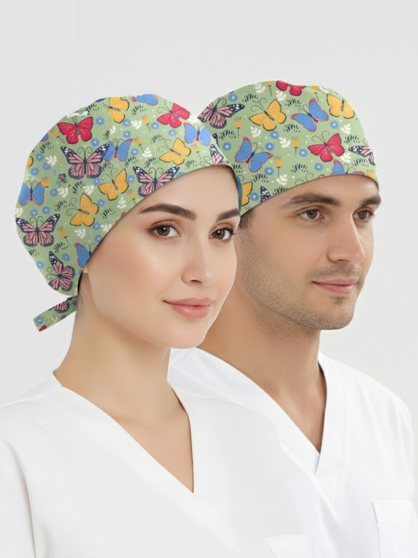 Kelebek Bahçesi Desenli Bone (Cotton Likra Kumaş)