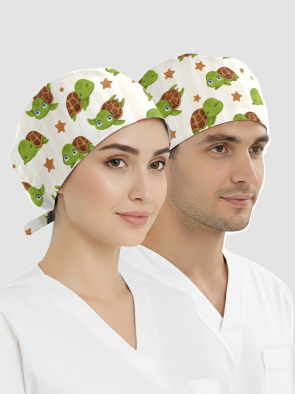 Kaplumbağa Rüyası Desenli Bone (Cotton Likra Kumaş)