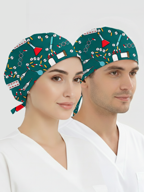 İlaç Kutusu Desenli Bone (Cotton Likra Kumaş)