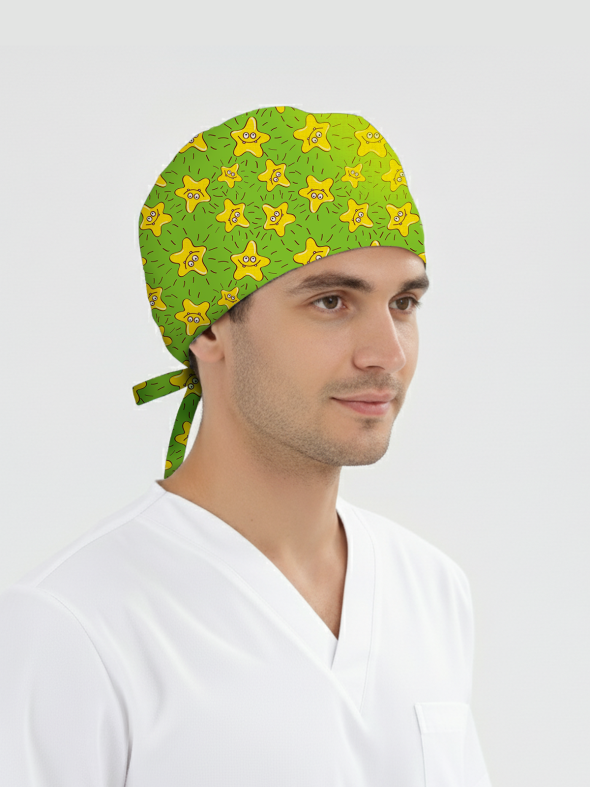 Neşeli Yıldızlar Desenli Bone (Cotton Likra Kumaş)