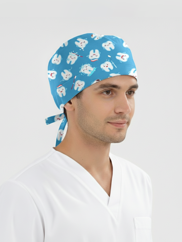 Fırçalı Dişler Desenli Bone (Cotton Likra Kumaş)