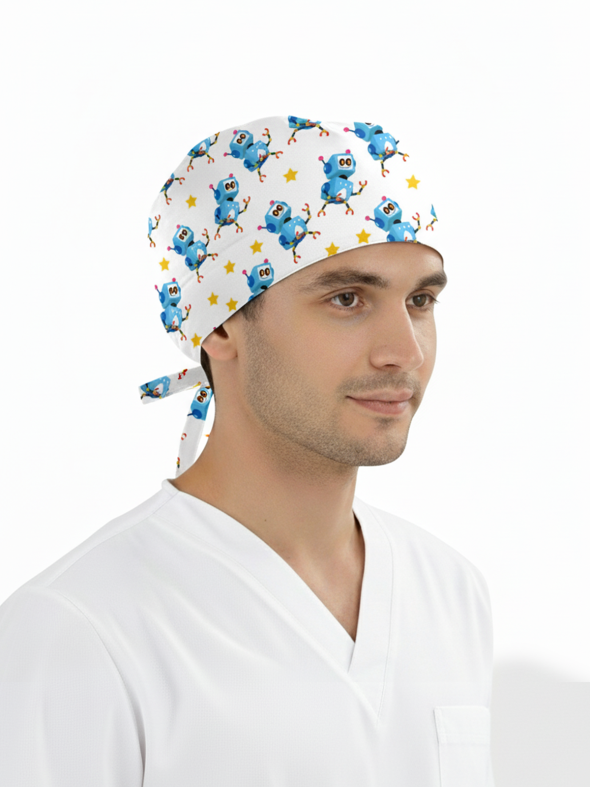 Robotik Desenli Bone (Cotton Likra Kumaş)