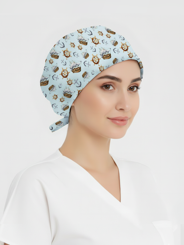 Yelken Dümeni Desenli Bone (Cotton Likra Kumaş)