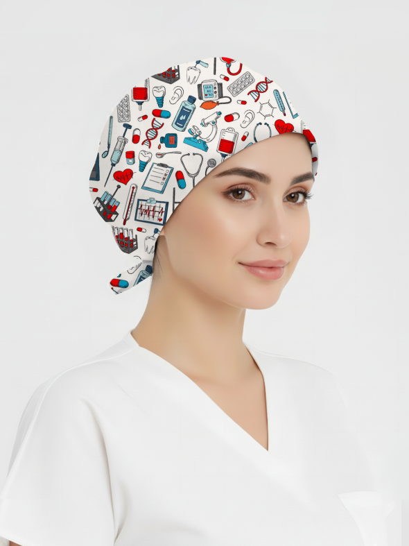 Medical Patterned Cap (Cotton Lycra Fabric)