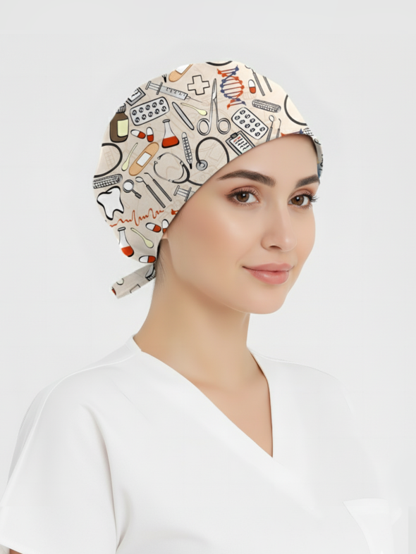 Şifa Evreni Desenli Bone (Cotton Likra Kumaş)