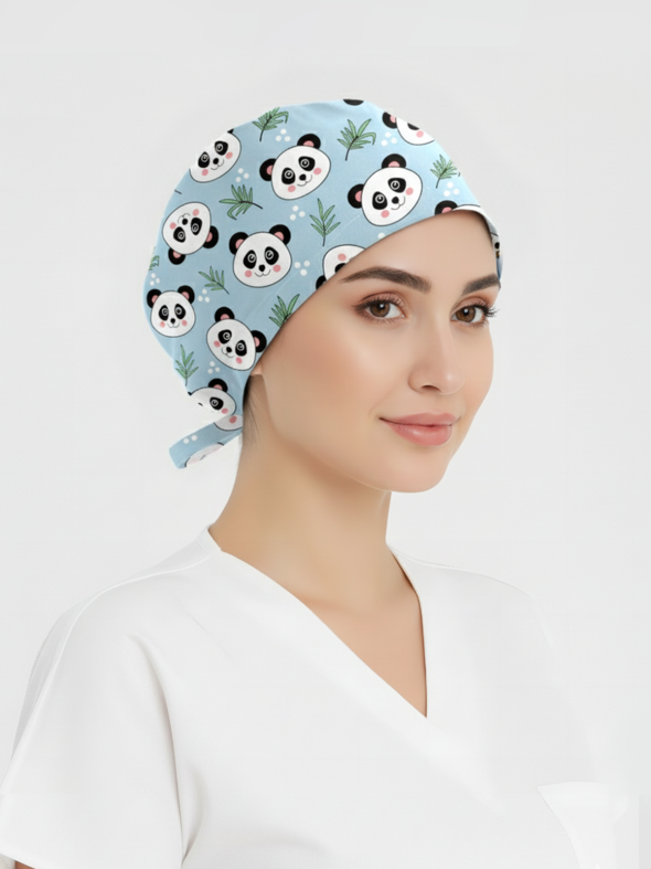 Tatlı Panda Desenli Bone (Cotton Likra Kumaş)