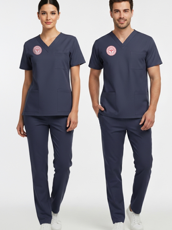 Hemşire Forması Scrubs Likralı Takım Sağlık Bakanlığı Uyumlu-Patriot Blue