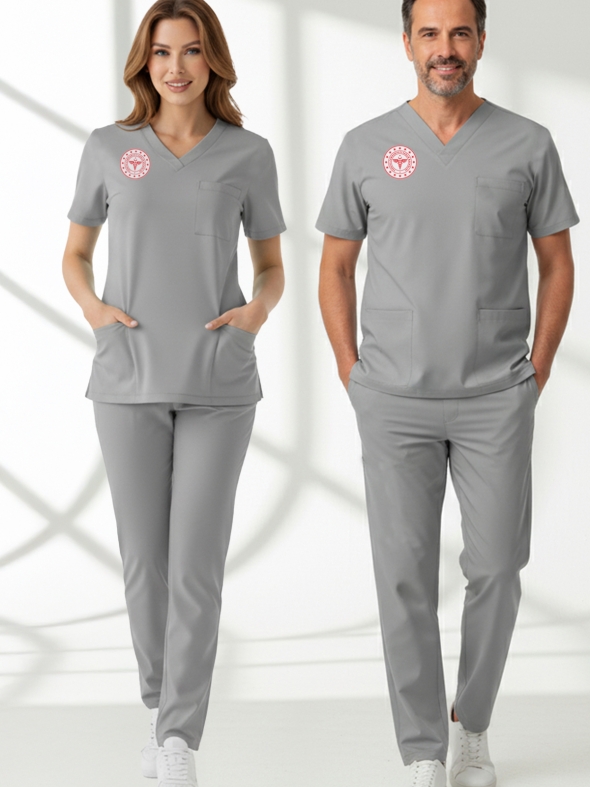 Teknik Hizmetler Forması Scrubs Likralı Takım Sağlık Bakanlığı Uyumlu-Neutral Gray