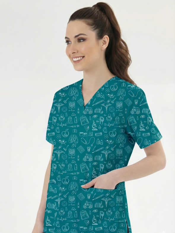 Klinik Çizgiler Desenli Tek Üst (Cotton Likra Kumaş)