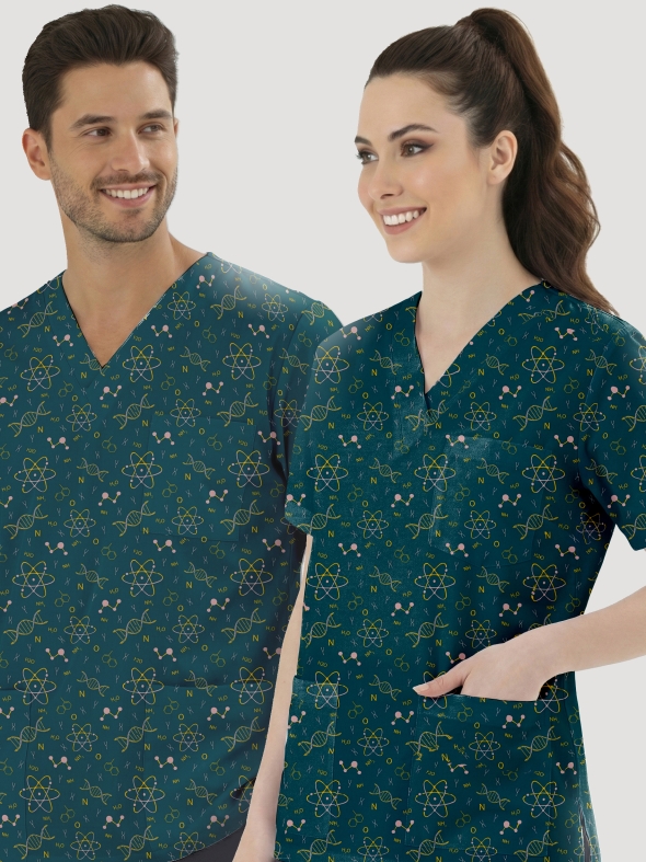 Kimya Sanatı Desenli Tek Üst (Cotton Likra Kumaş)