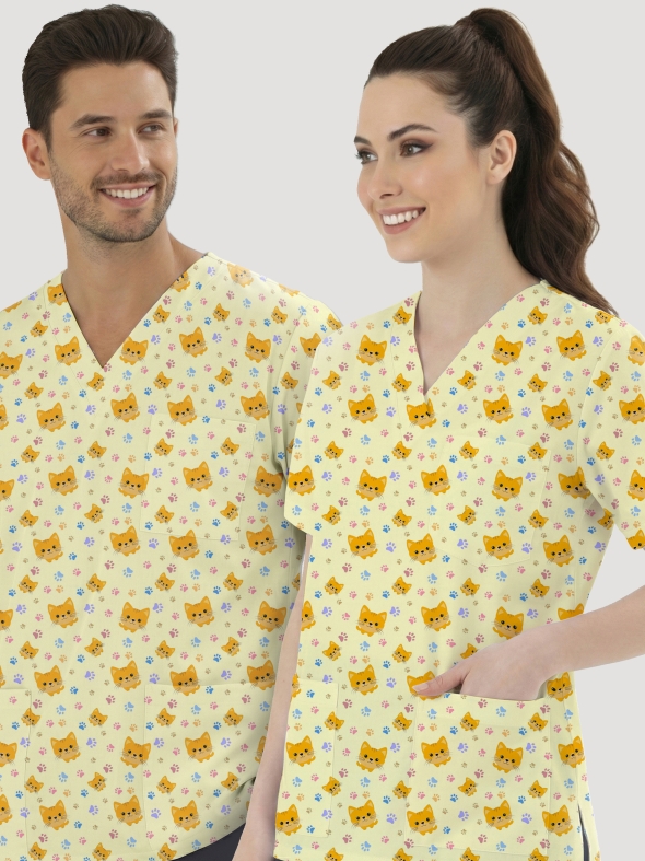 Minnoş Kedi Desenli Tek Üst (Cotton Likra Kumaş)