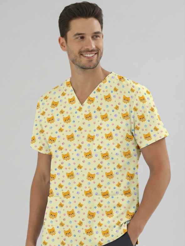 Minnoş Kedi Desenli Tek Üst (Cotton Likra Kumaş)