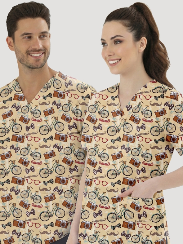 Nostalji Desenli Tek Üst (Cotton Likra Kumaş)