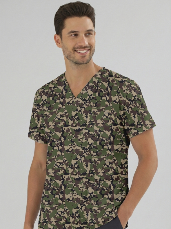 Orman Kamuflajı Desenli Tek Üst (Cotton Likra Kumaş)