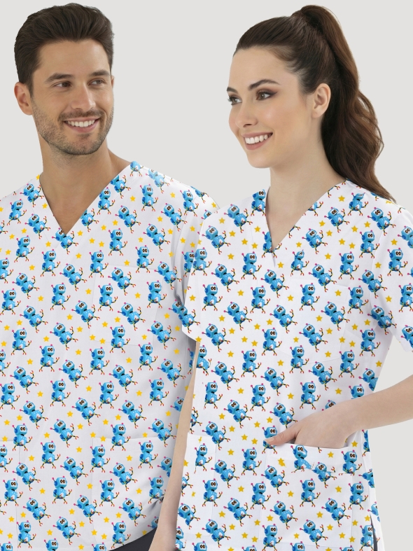 Robotik Desenli Tek Üst (Cotton Likra Kumaş)