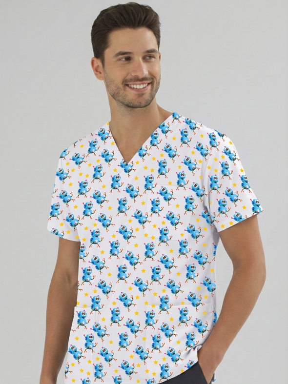 Robotik Desenli Tek Üst (Cotton Likra Kumaş)