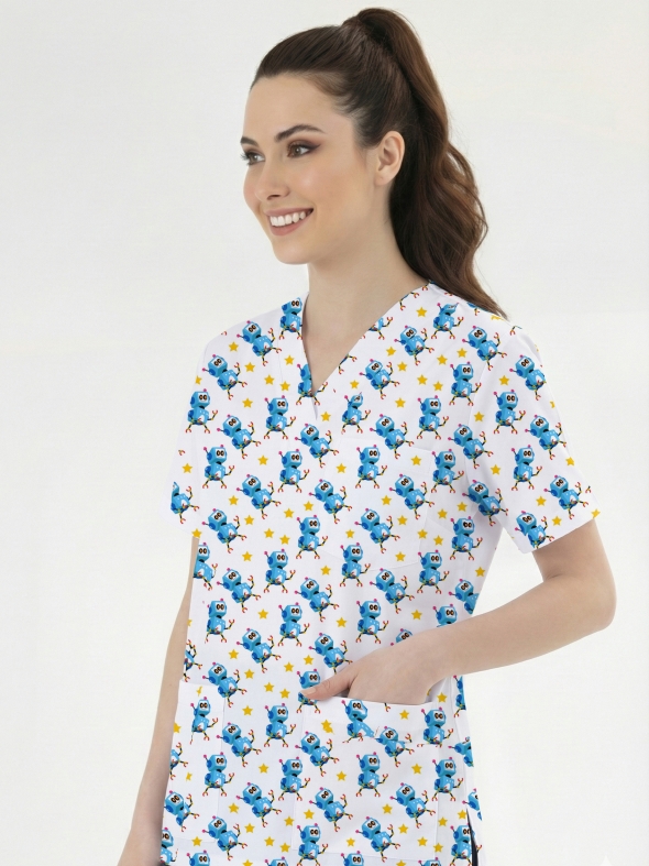 Robotik Desenli Tek Üst (Cotton Likra Kumaş)