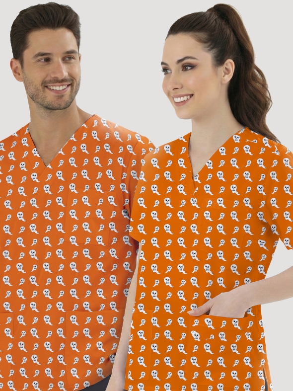 Sevimli Hayalet Desenli Tek Üst (Cotton Likra Kumaş)