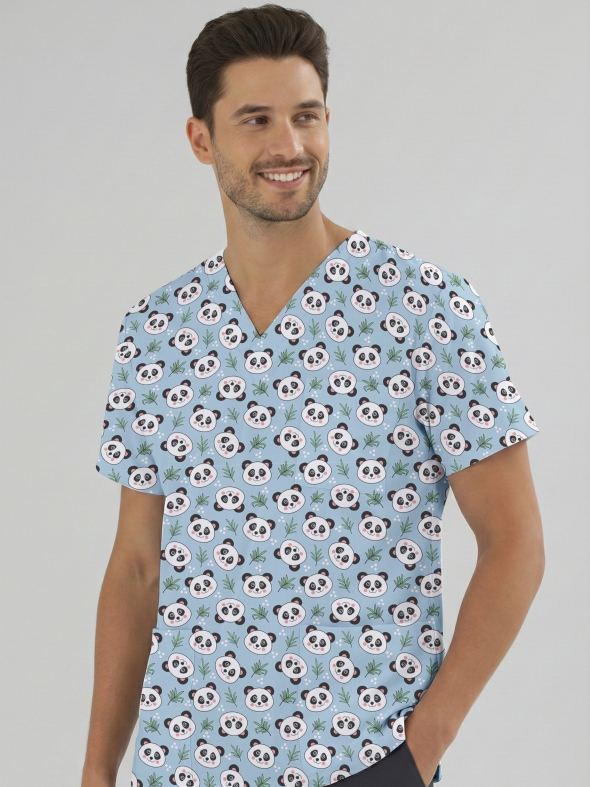 Tatlı Panda Desenli Tek Üst (Cotton Likra Kumaş)