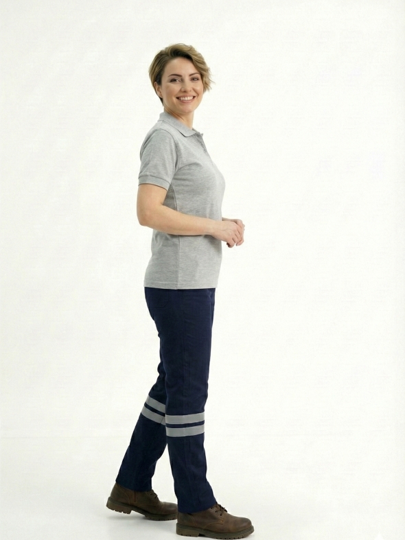 Gri Melanj Polo Yaka Kısa Kol İş Tişörtü Penye Lacoste Kumaş