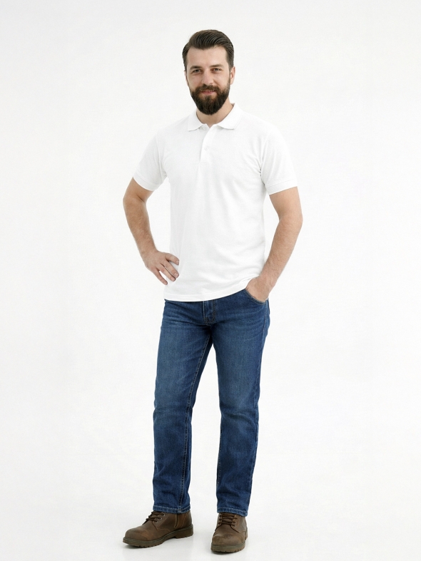 Beyaz Polo Yaka Kısa Kol İş Tişörtü Penye Lacoste Kumaş