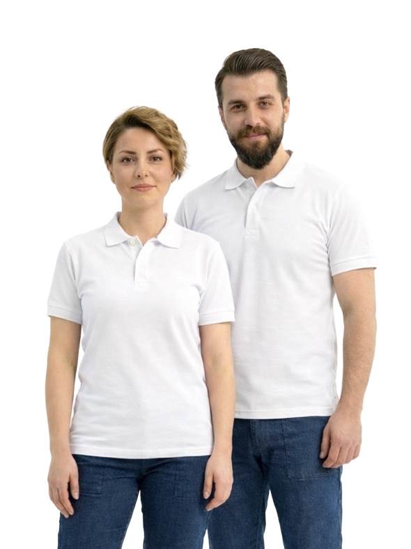 Beyaz Polo Yaka Kısa Kol İş Tişörtü Penye Lacoste Kumaş