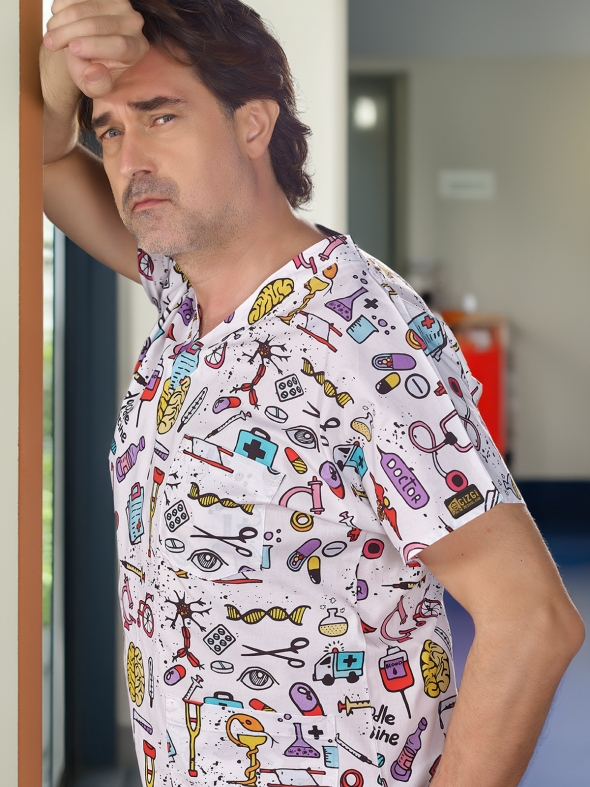 Bilimsel Desenli Cotton Likra Takım (Üst+Alt)