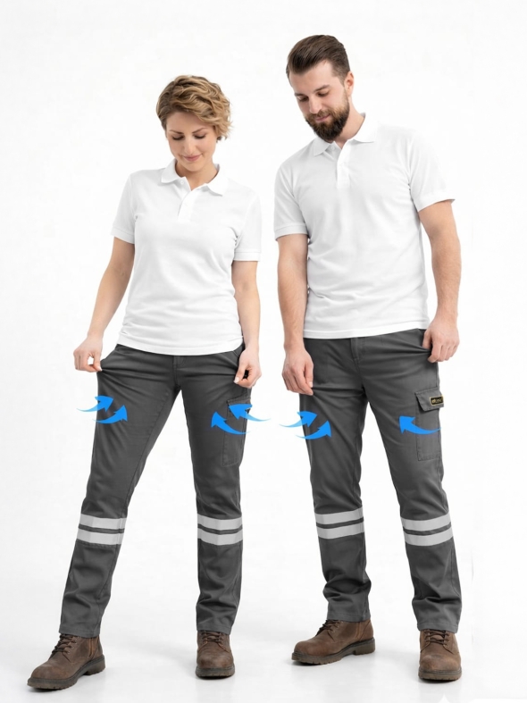 Antrasit 3 Cm Çift Sıra Reflektörlü Likralı Gabardin Kumaş İş Pantolonu