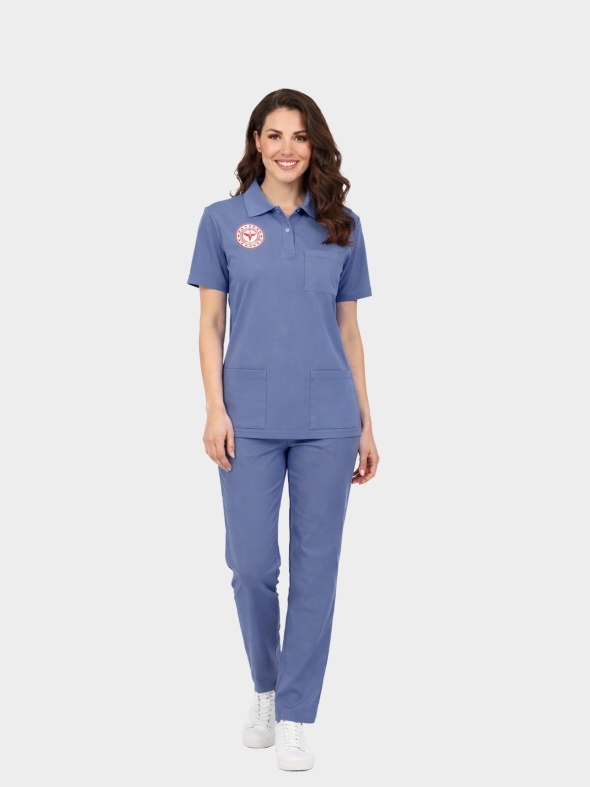 Cleaning Staff Scrubs – Stretch Set | Turkey Ministry of Health – 2025 Standard – Dazzling Blue
