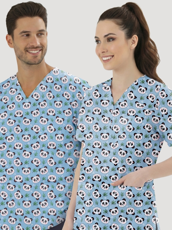 Tatlı Panda Desenli Tek Üst (Cotton Likra Kumaş)