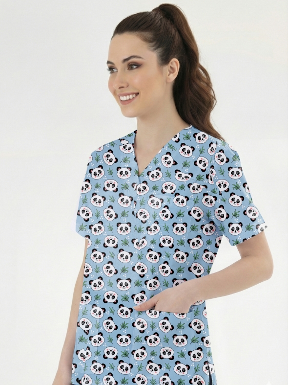 Tatlı Panda Desenli Tek Üst (Cotton Likra Kumaş)