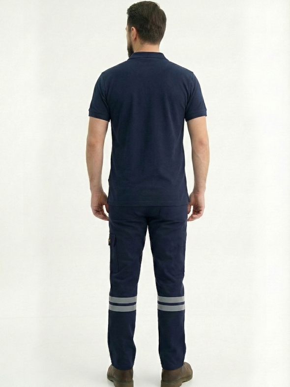 Lacivert Polo Yaka Kısa Kol İş Tişörtü Penye Lacoste Kumaş