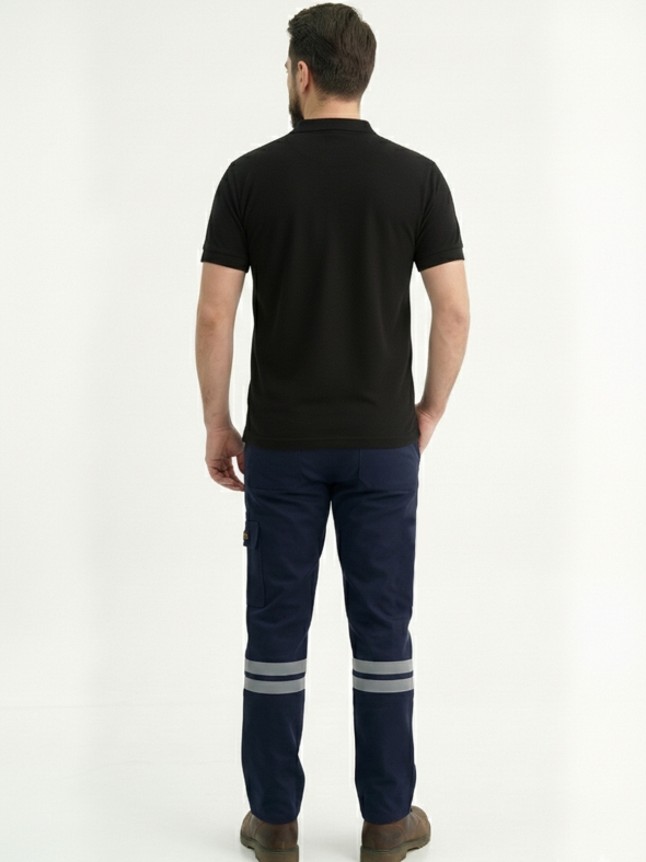 Siyah Polo Yaka Kısa Kol İş Tişörtü Penye Lacoste Kumaş