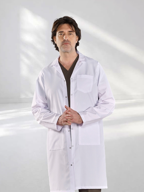 Weiß Klassischer Kragen Herren Arztvisitenmantel Alpaca Stoff